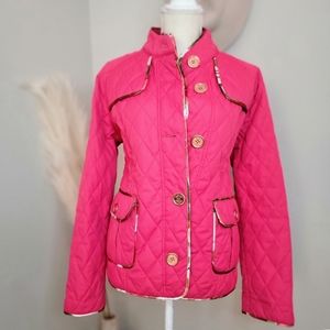 Pamela Mccoy Mist Coral Quilted Coat Jacket Medium